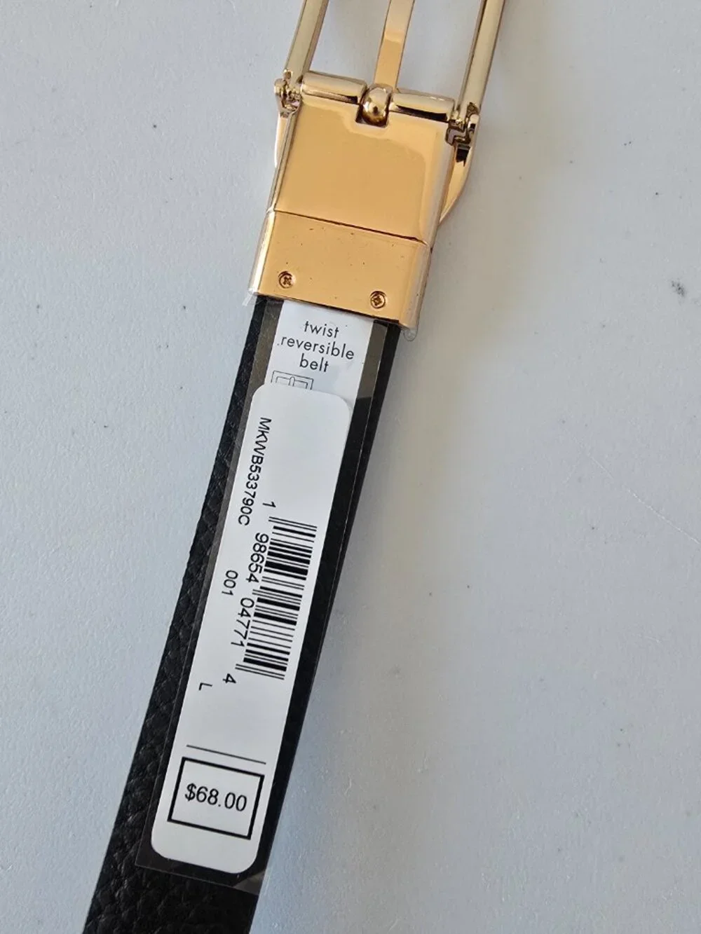 Michael Kors Reversible Leather Belt Women L Black Gold Buckle NWT